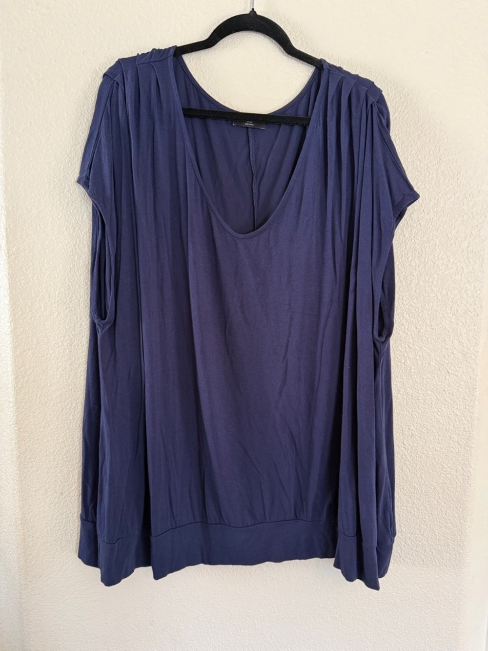 Lane Bryant Women's Navy Blue Draped Short-Sleeve Supersoft Top size 34/36